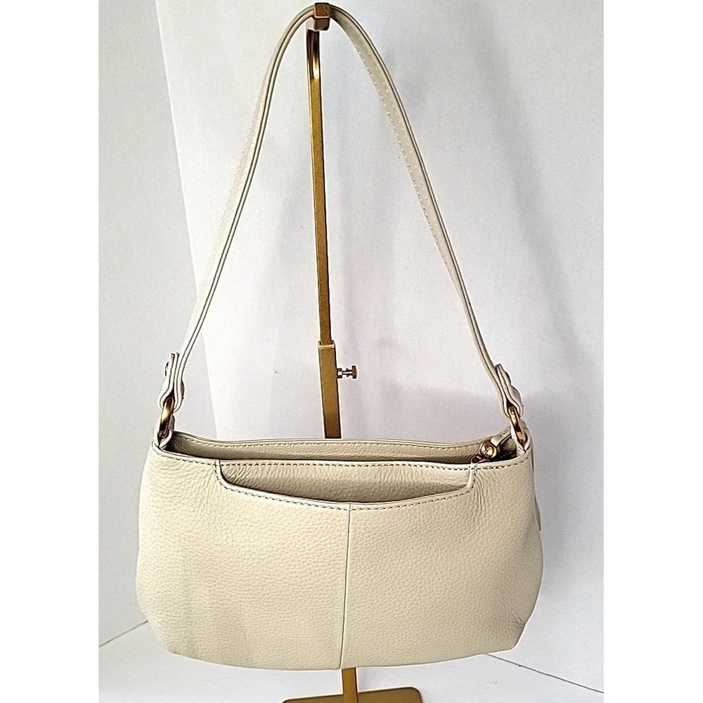 Retired HOBO Pier Ivory Leather Shoulder Bag Paisley Embroidered Boho Authentic